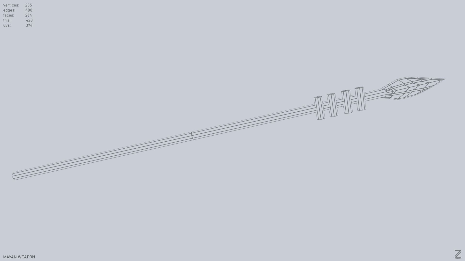 Mayan weapon Low-poly 3D model_2