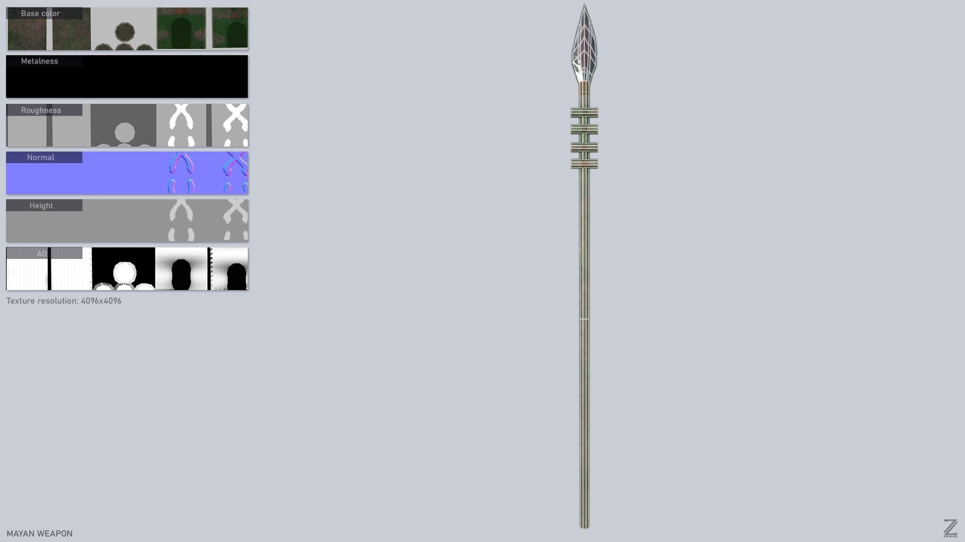 Mayan weapon Low-poly 3D model_1