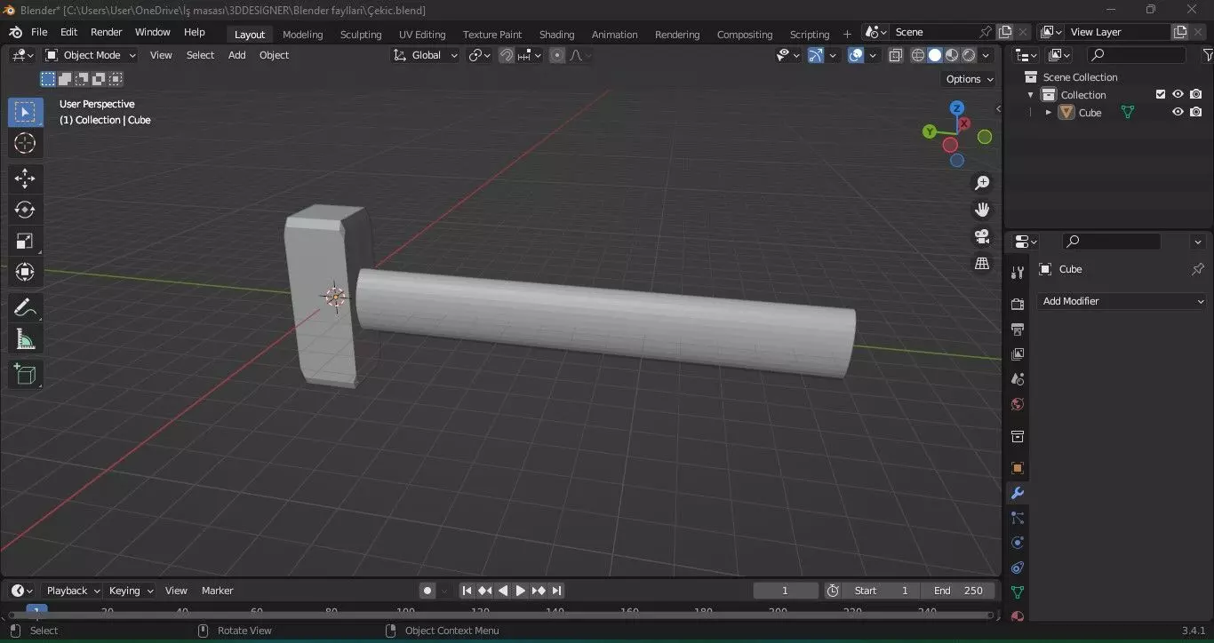 Hammer blend Free low-poly 3D model