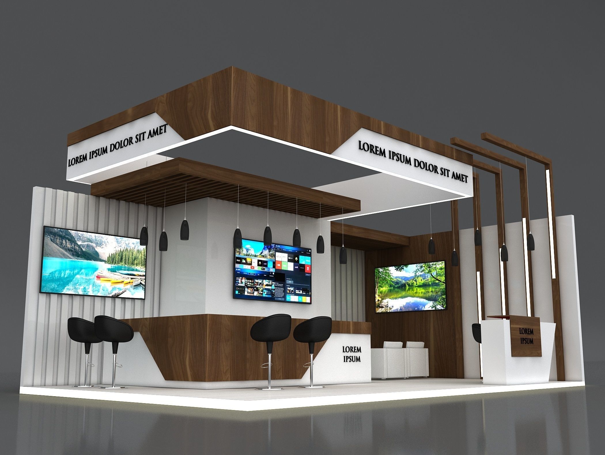 Booth Exhibition Stand Stall 8x5m Height 400 cm 2 Side Open 3D model_1