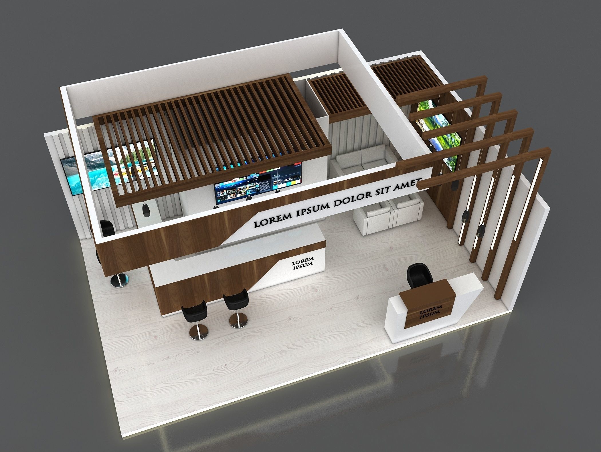 Booth Exhibition Stand Stall 8x5m Height 400 cm 2 Side Open 3D model_5