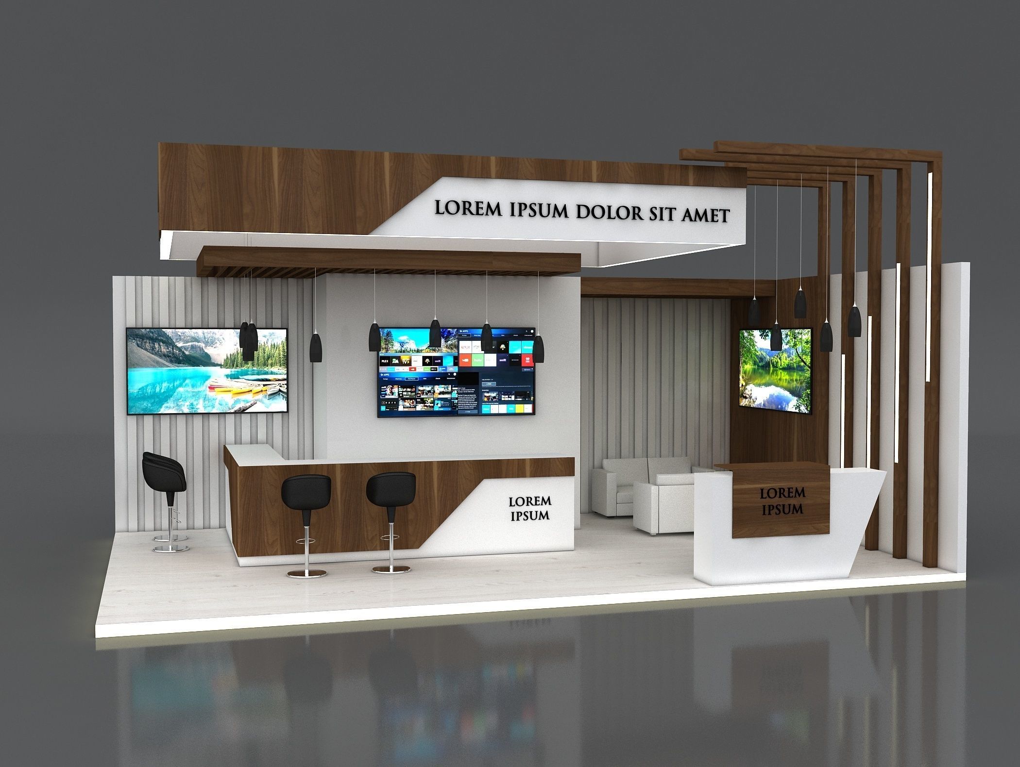 Booth Exhibition Stand Stall 8x5m Height 400 cm 2 Side Open 3D model_4