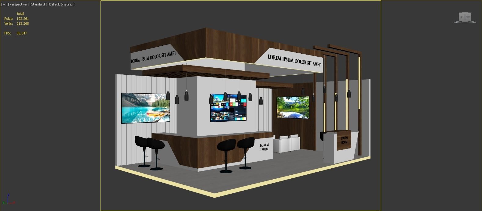 Booth Exhibition Stand Stall 8x5m Height 400 cm 2 Side Open 3D model_7