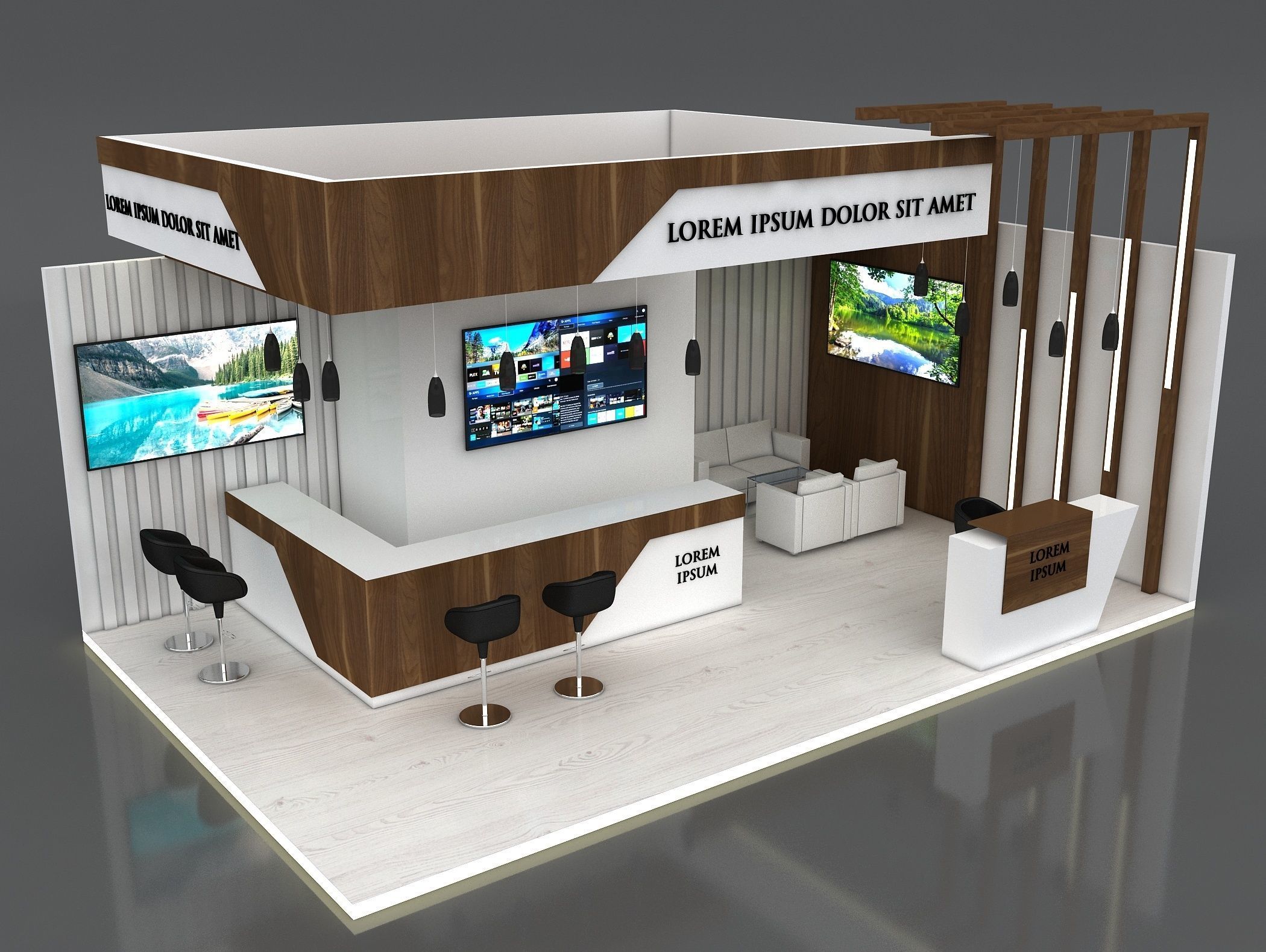 Booth Exhibition Stand Stall 8x5m Height 400 cm 2 Side Open 3D model_3