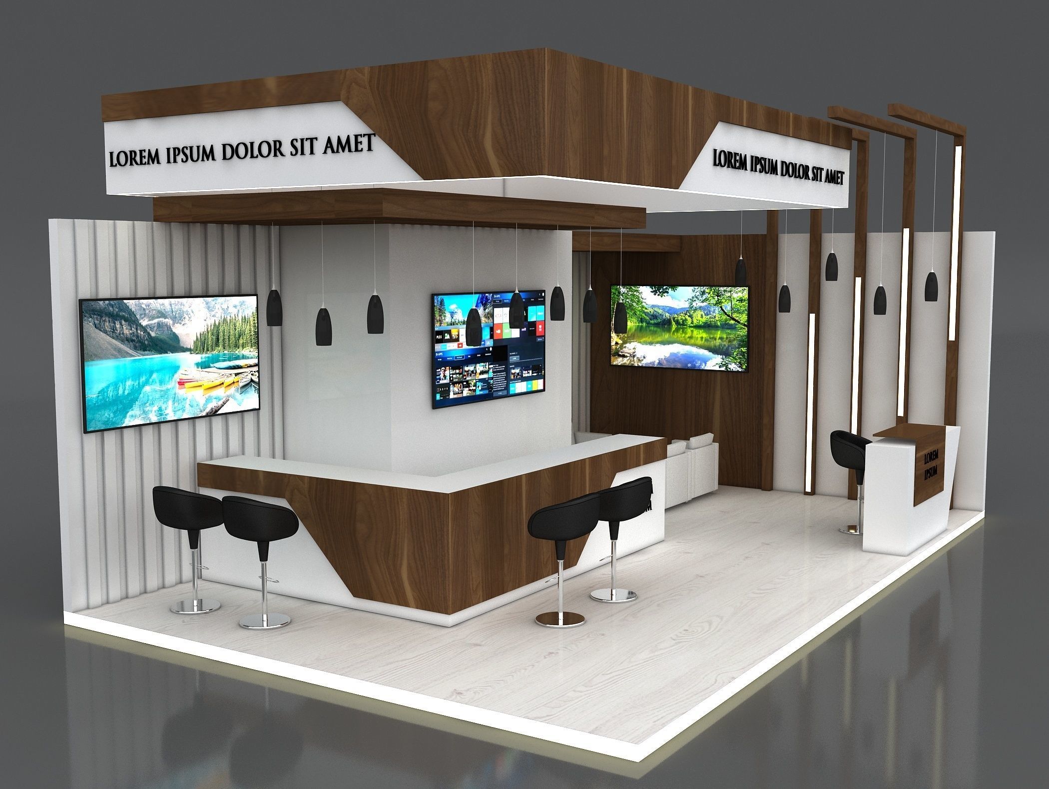 Booth Exhibition Stand Stall 8x5m Height 400 cm 2 Side Open 3D model_2