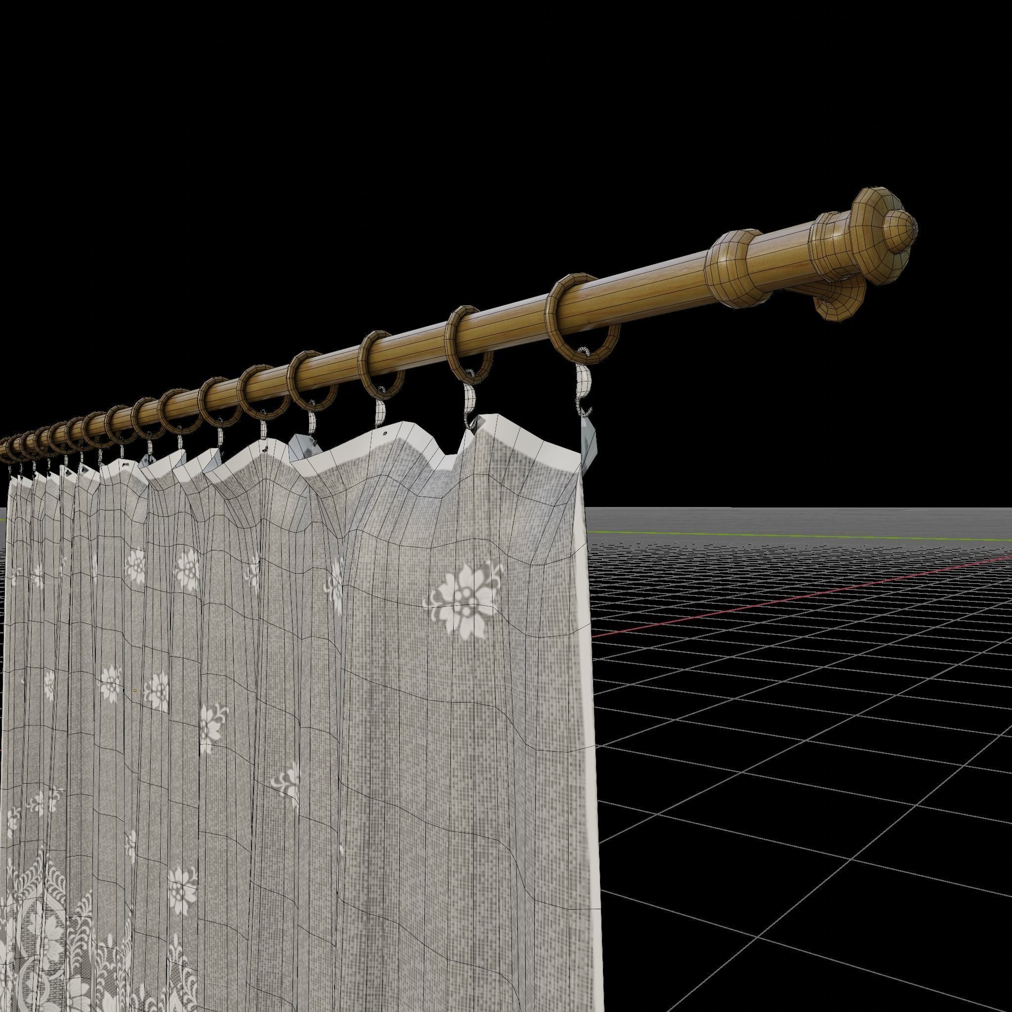 Curtain Low-poly 3D model_14