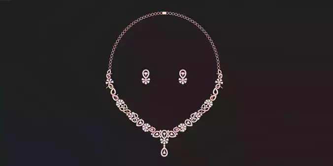 Women Pear Necklace with earrings Set 