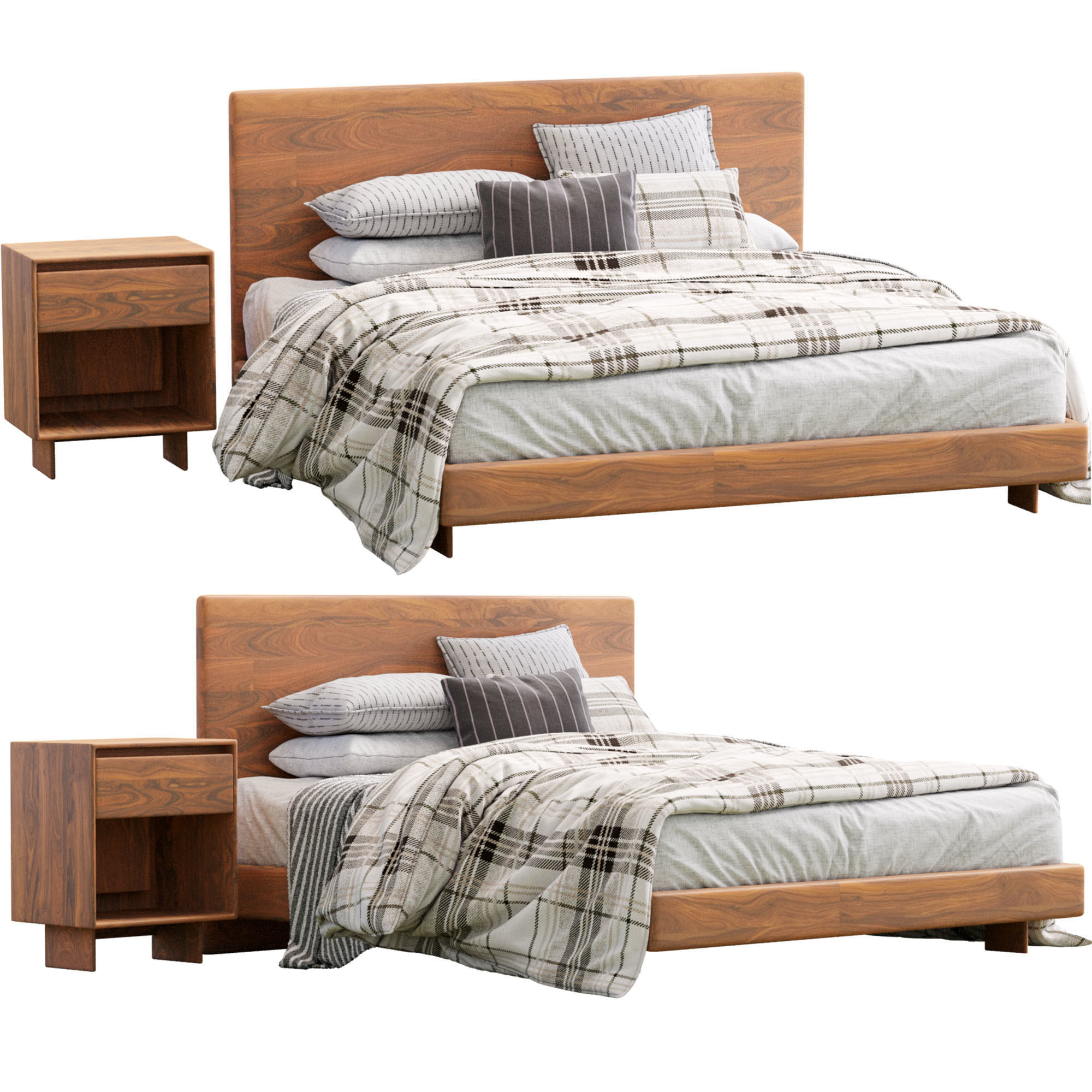 Anton Solid Wood Bed By West Elm 3D model_5
