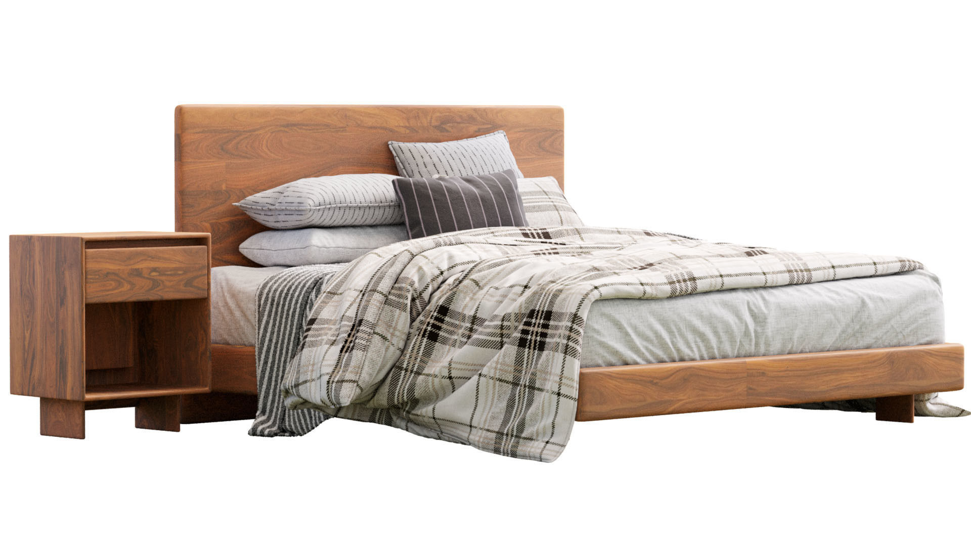 Anton Solid Wood Bed By West Elm 3D model_1