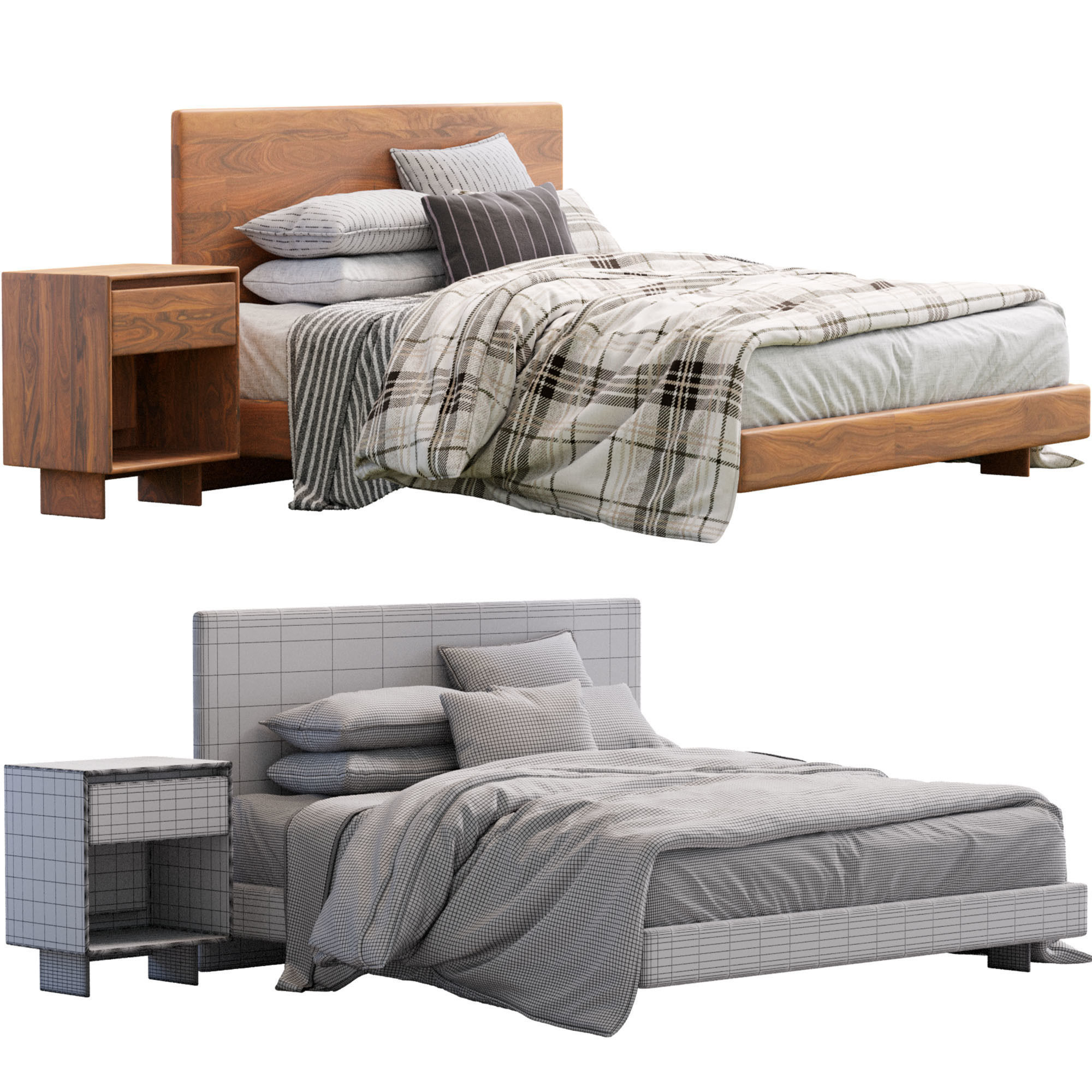 Anton Solid Wood Bed By West Elm 3D model_6