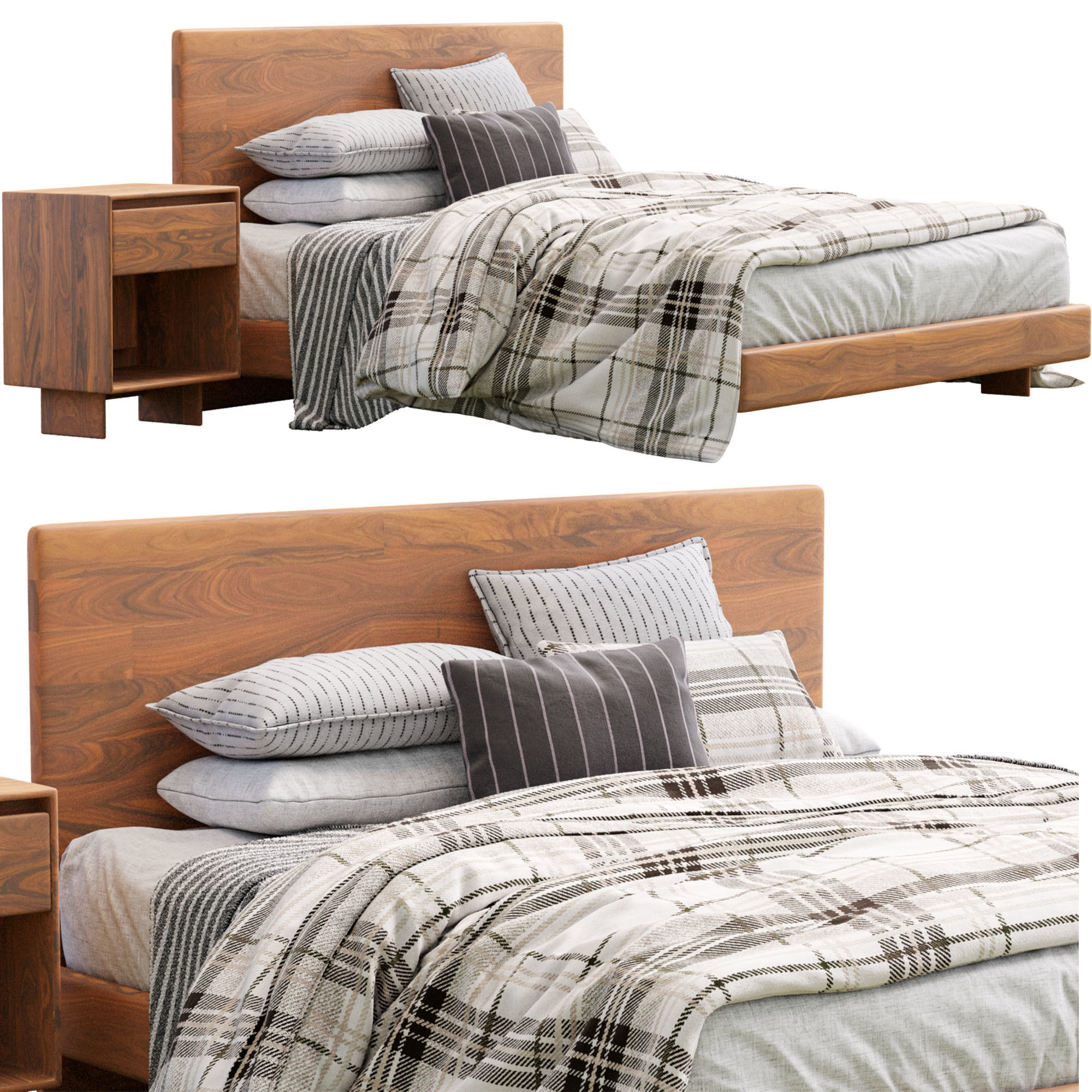 Anton Solid Wood Bed By West Elm 3D model_7