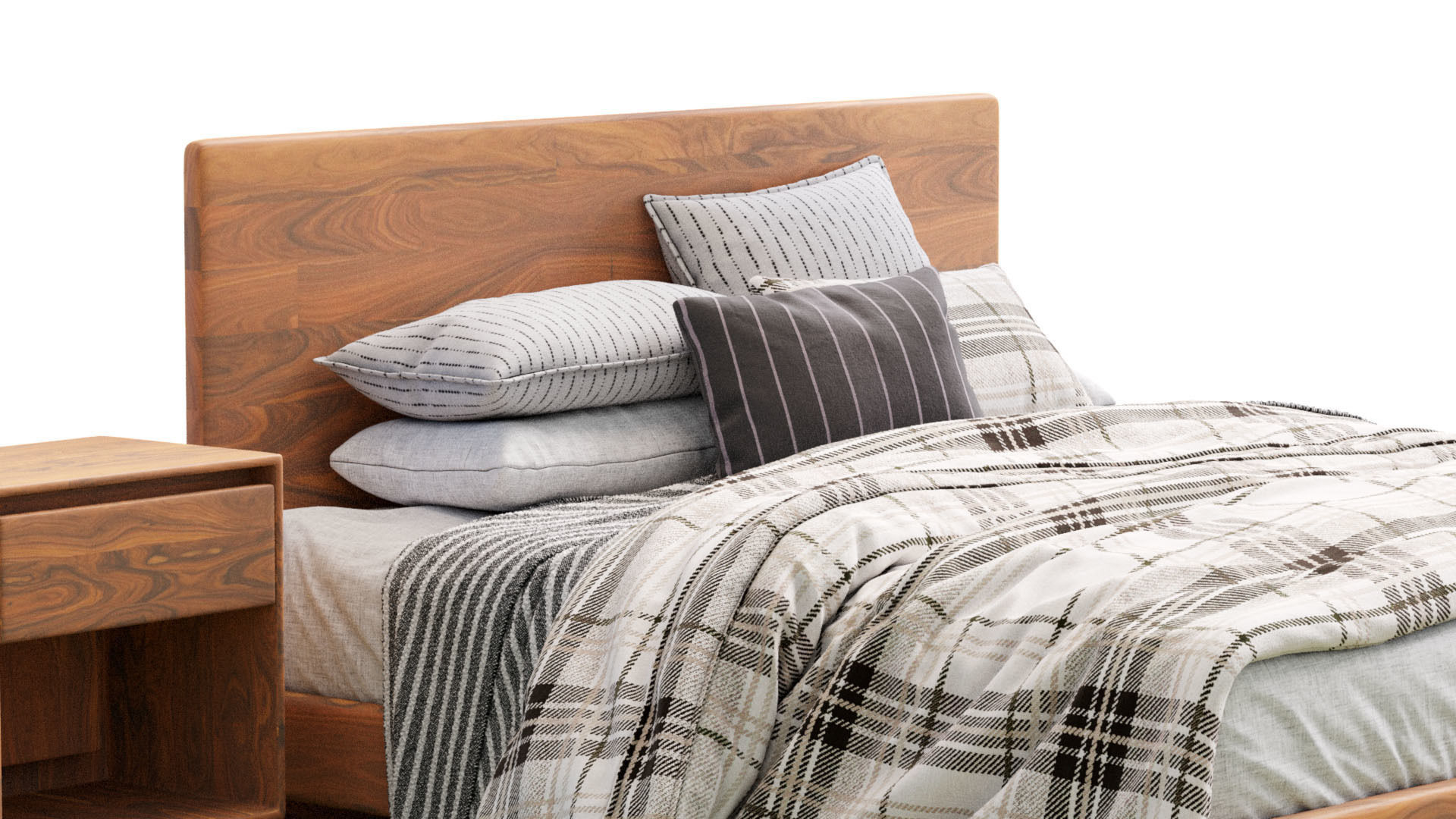 Anton Solid Wood Bed By West Elm 3D model_3