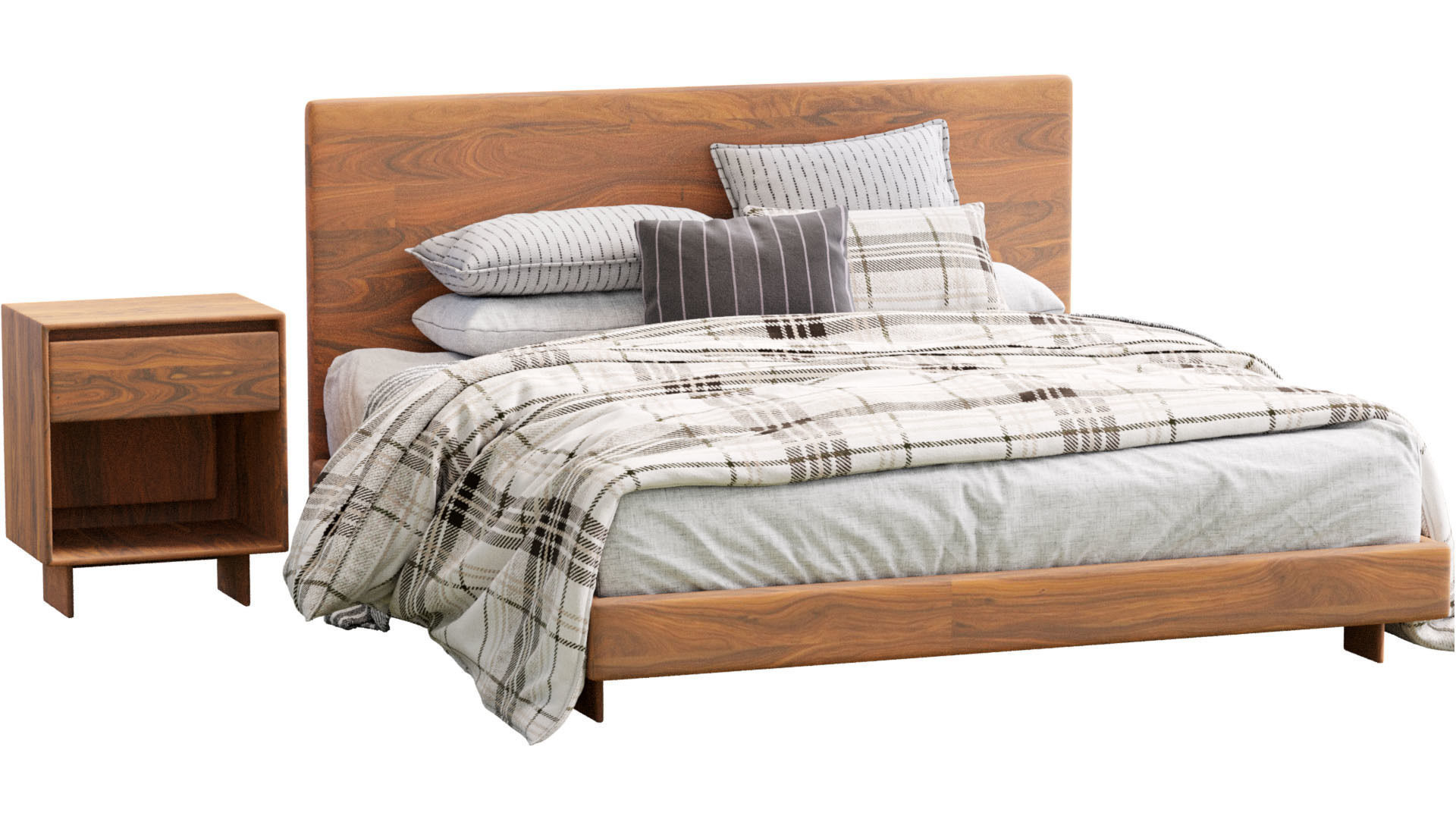 Anton Solid Wood Bed By West Elm 3D model_2