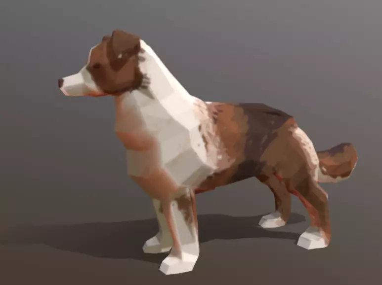 Low Poly Australian Shepherd Low-poly 3D model_0