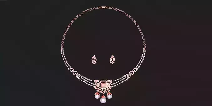 Women Pearls Necklace with earrings Set