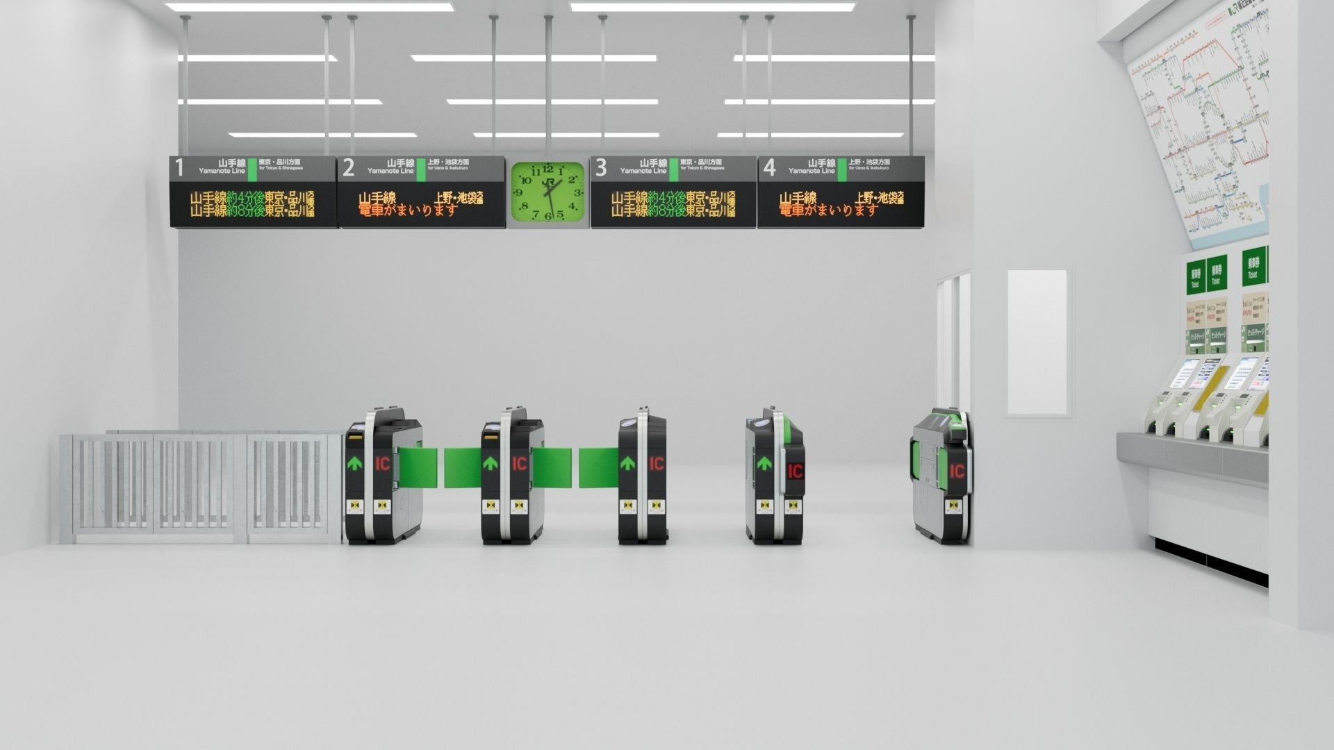 Japanese Railway station Entrance 3D model_2