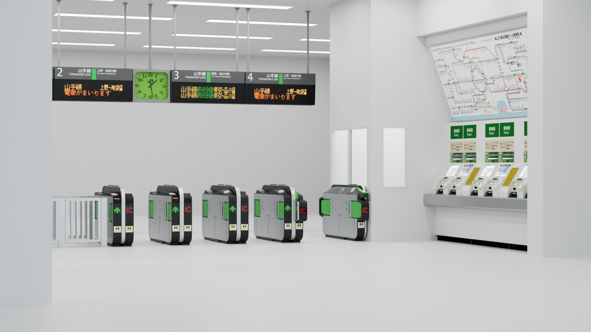 Japanese Railway station Entrance 3D model_3