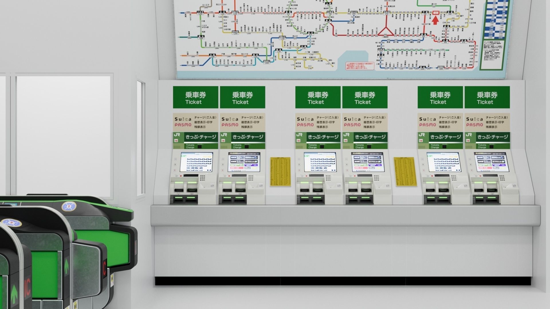 Japanese Railway station Entrance 3D model_5