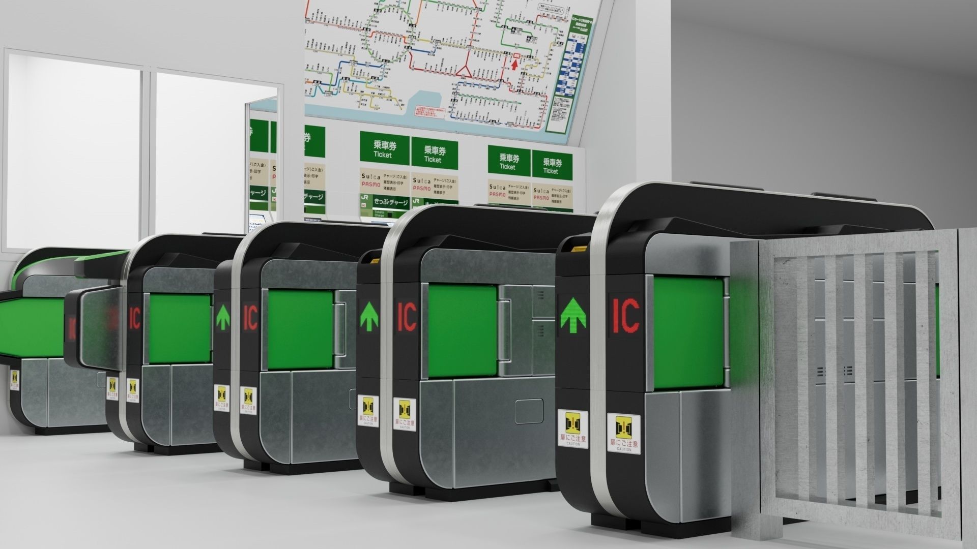 Japanese Railway station Entrance 3D model_4