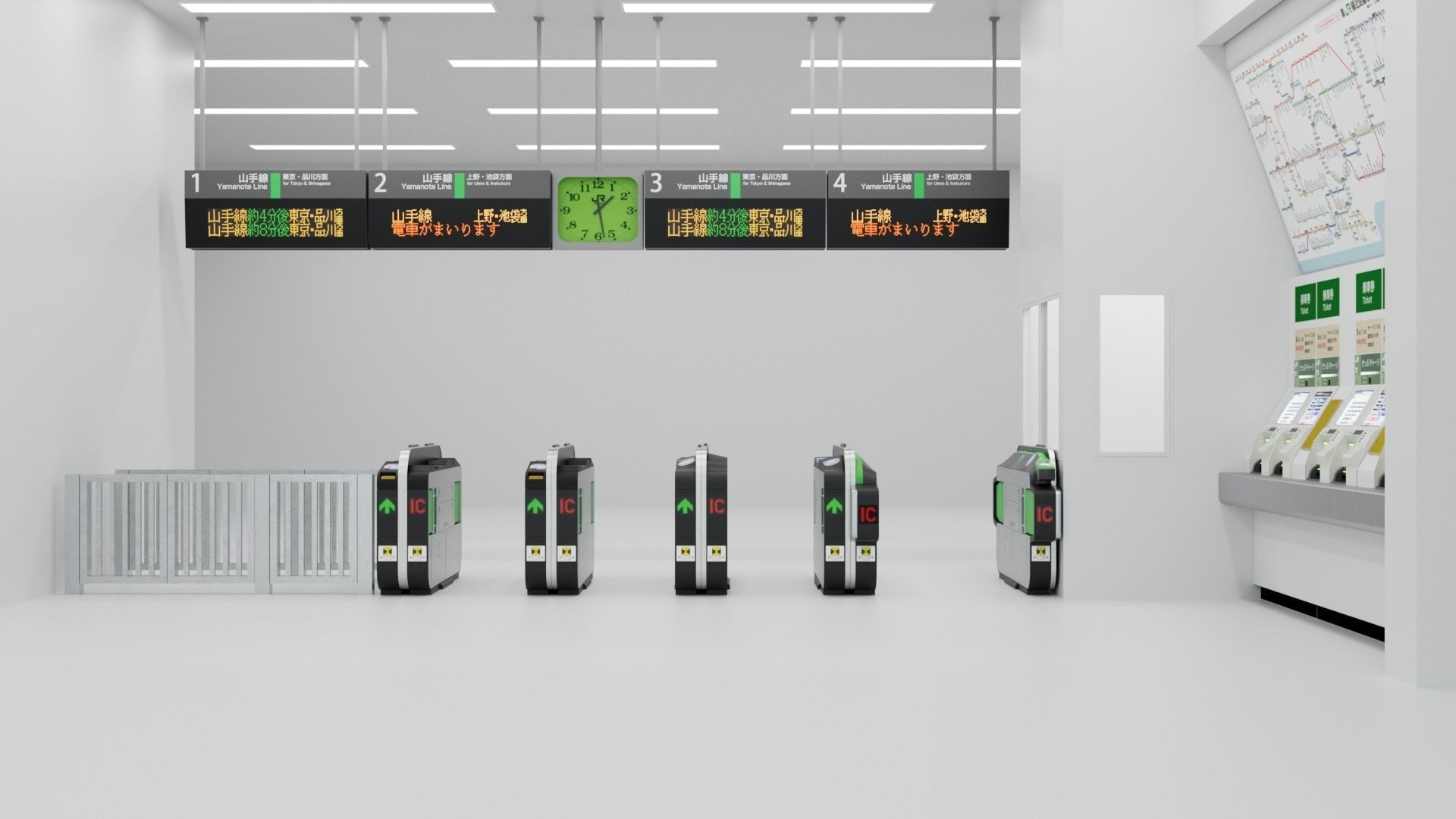 Japanese Railway station Entrance 3D model_1