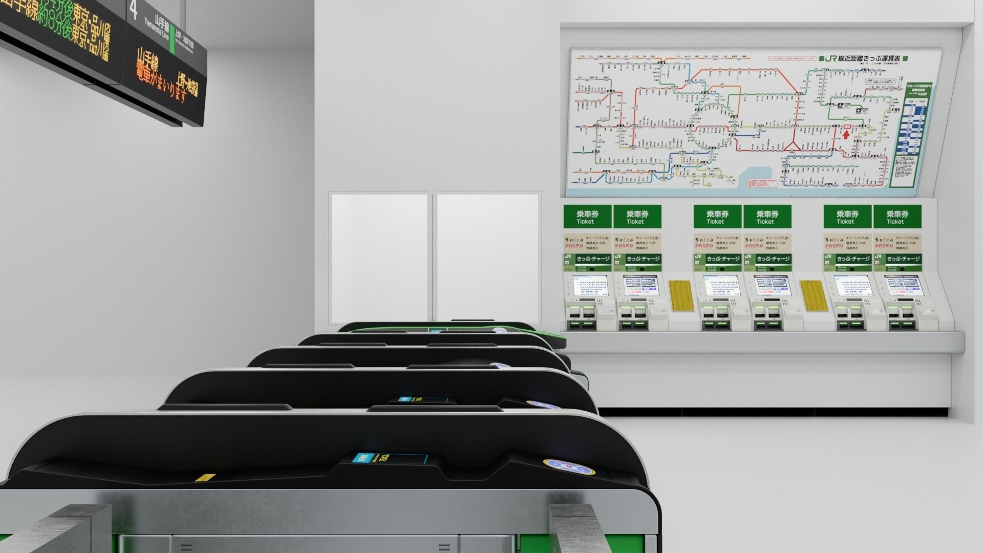 Japanese Railway station Entrance 3D model_16