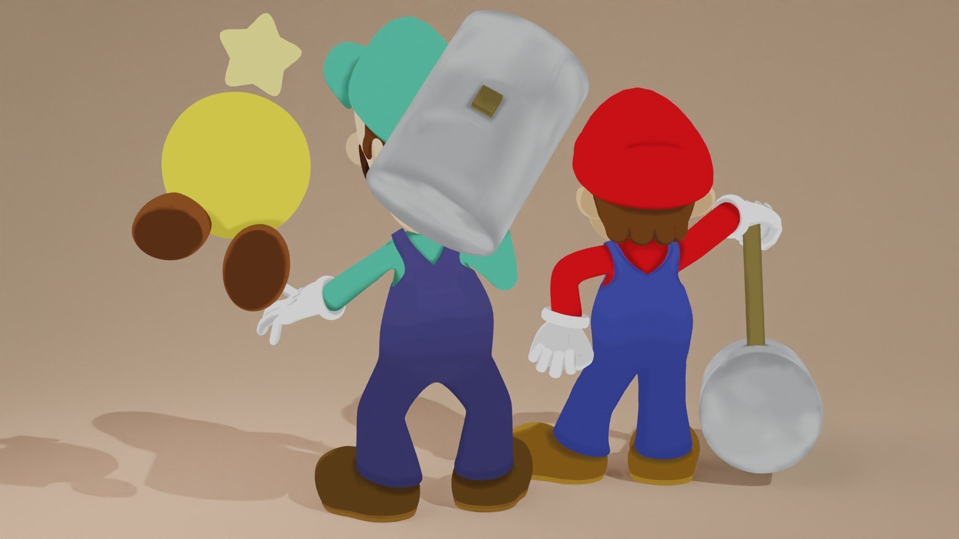 Mario Luigi and Starlow 3D model_5