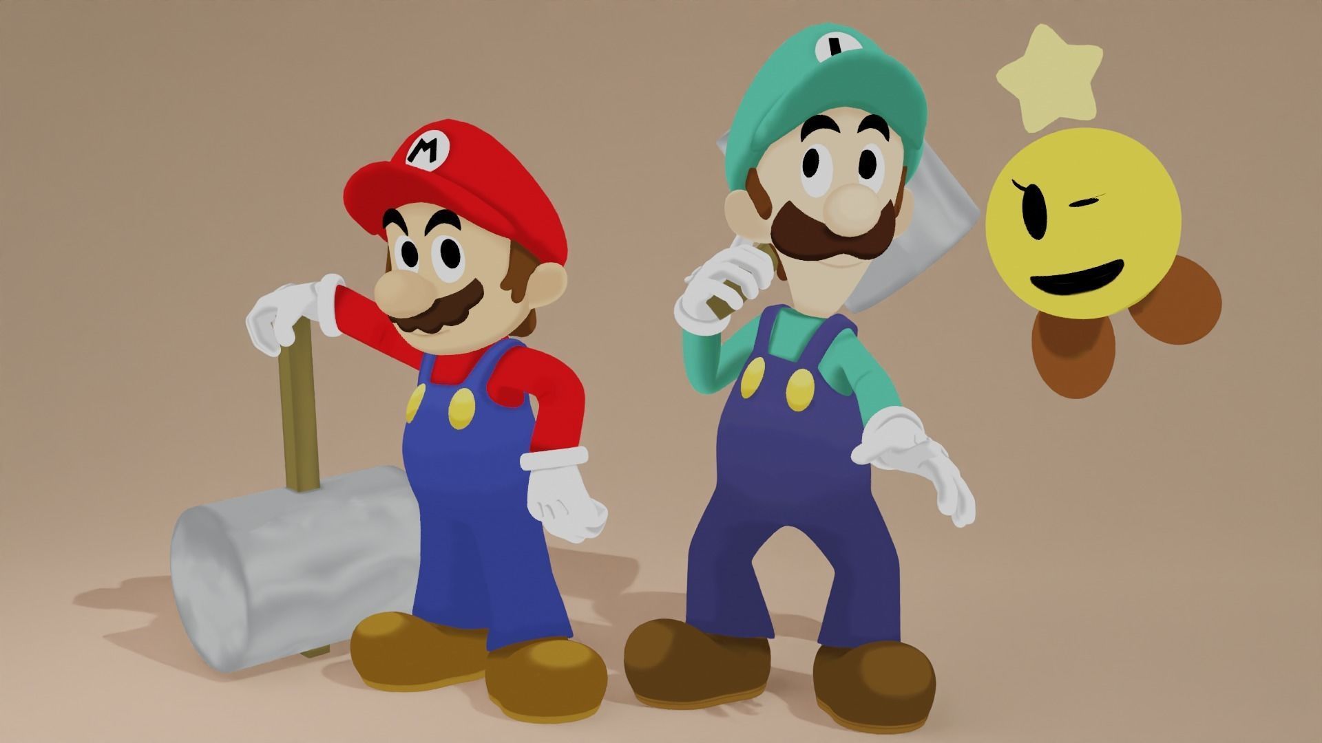 Mario Luigi and Starlow 3D model_8