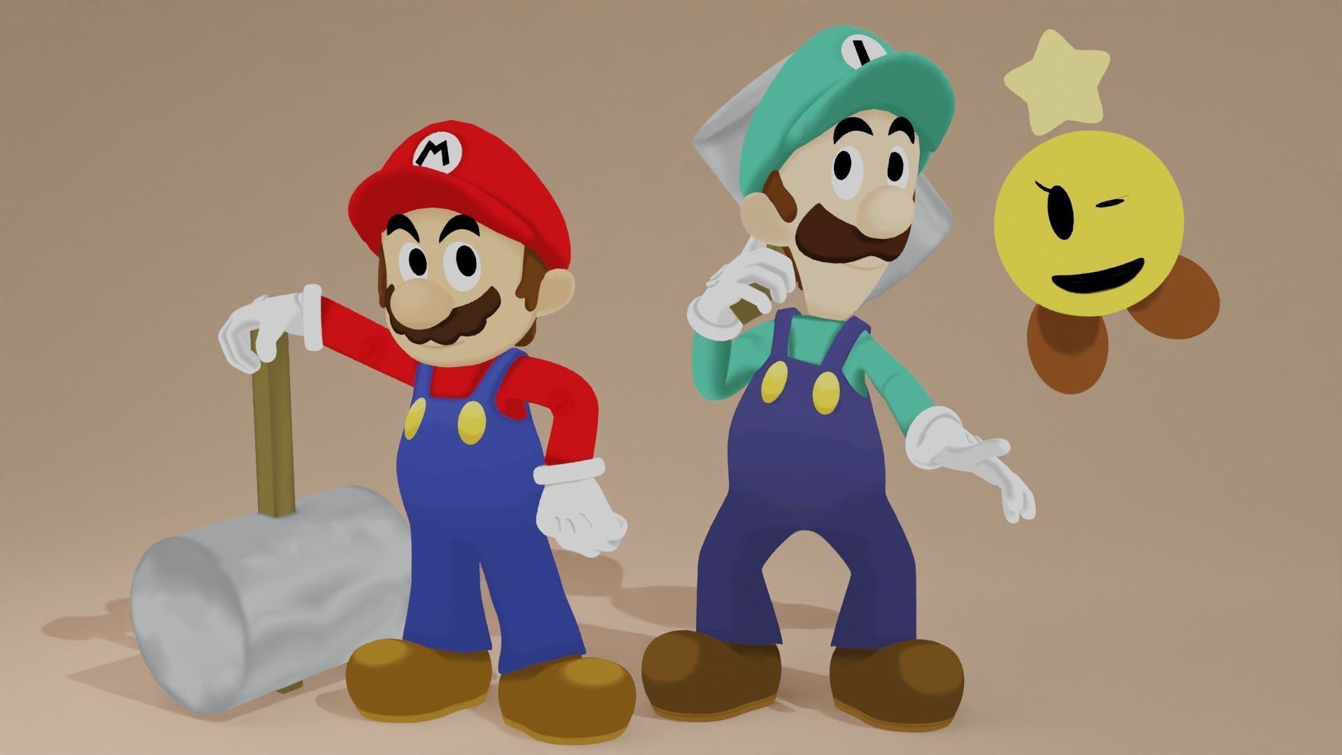 Mario Luigi and Starlow 3D model_1