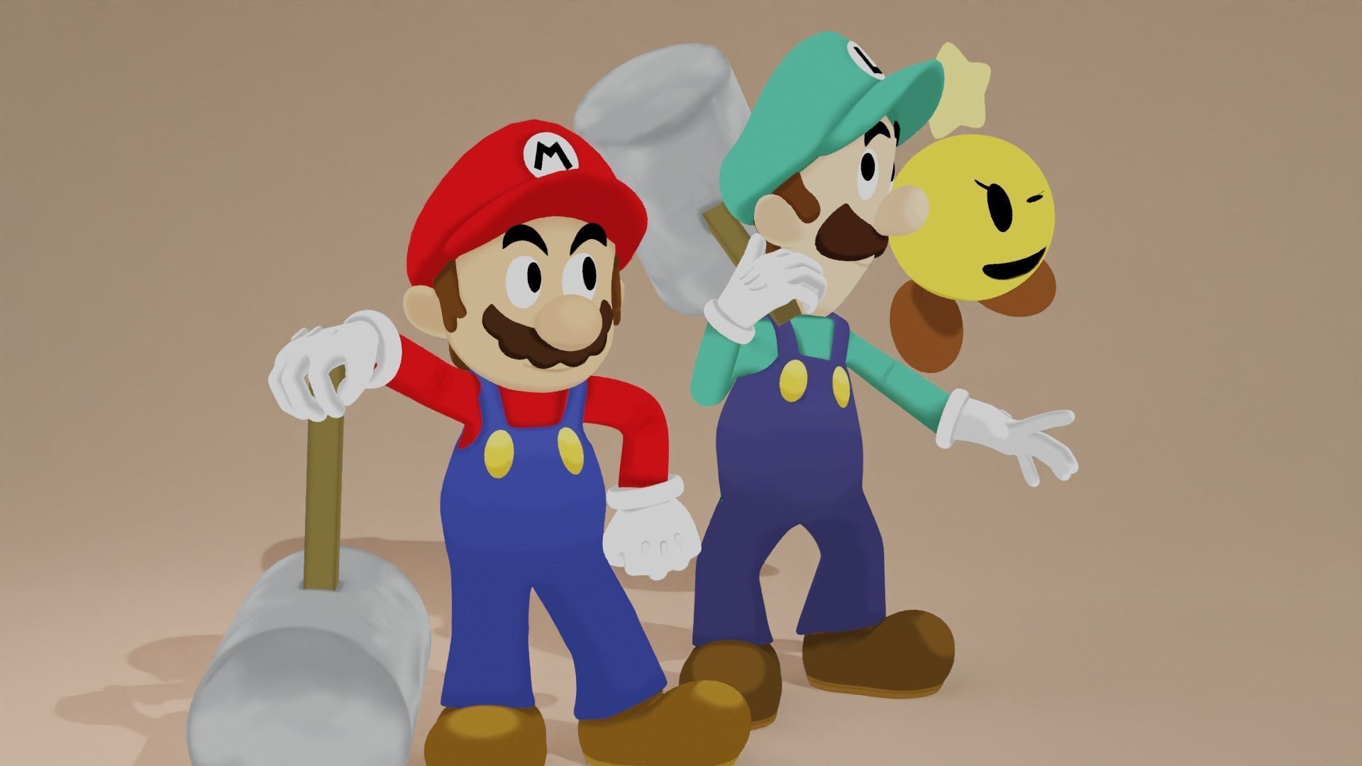 Mario Luigi and Starlow 3D model_2