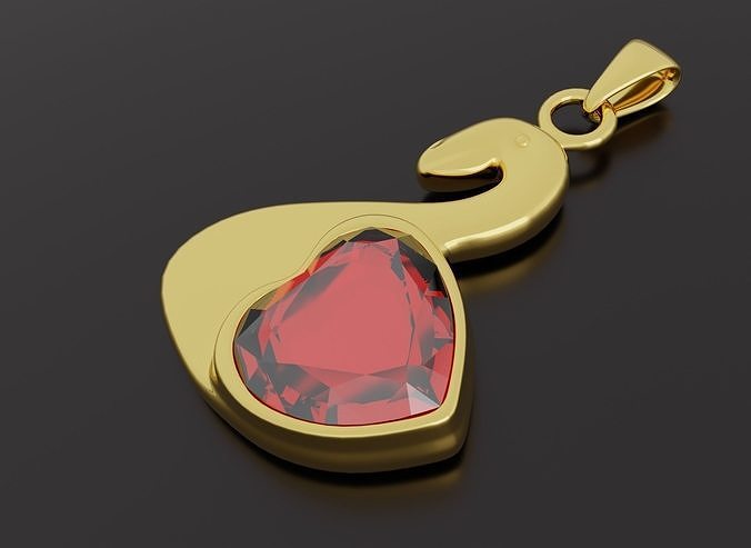 Swan Pendant for 3D printing Free low-poly 3D print model