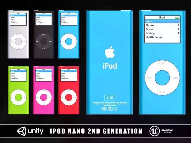 iPod Nano 2nd Generation Low-poly 3D model