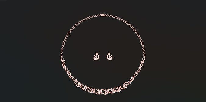 Women eye Necklace with earrings Set 3D print model