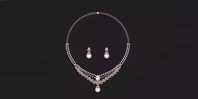 Women Pearls fashion Necklace with earrings Set