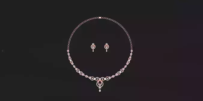 Women diamomd luxury Necklace with earrings Set