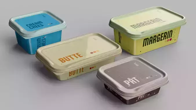 Packaging Butter Cream Cheese Margerine containers 3D model