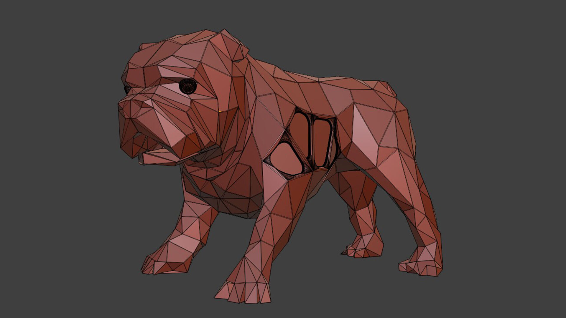 Polygon Old Bulldog 3D print model_7