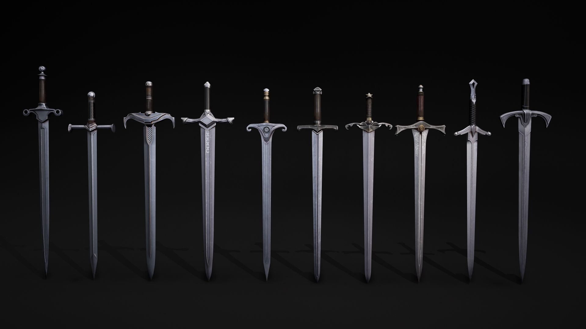 Medieval Swords Low-poly 3D model_1