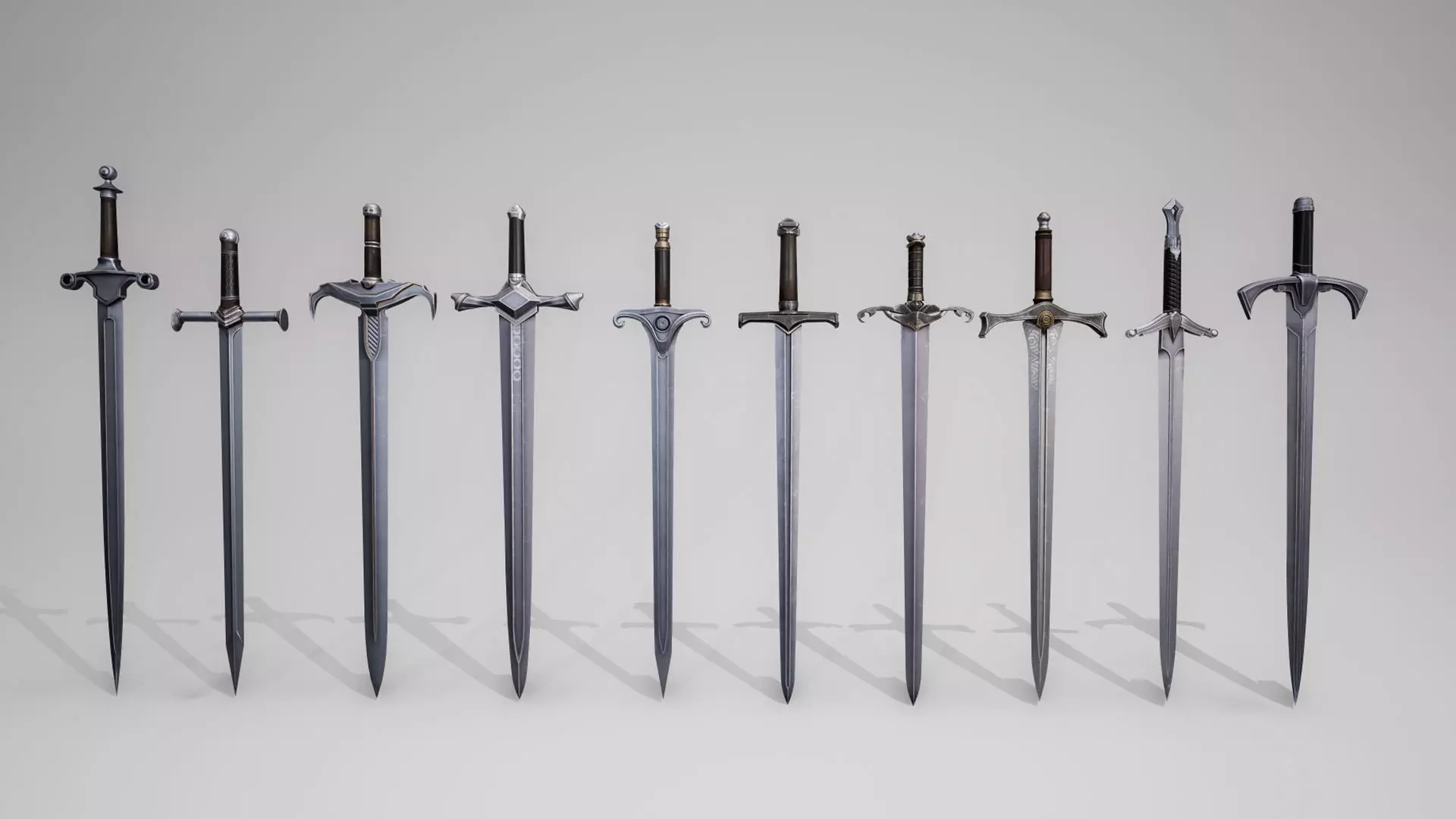 Medieval Swords Low-poly 3D model_0