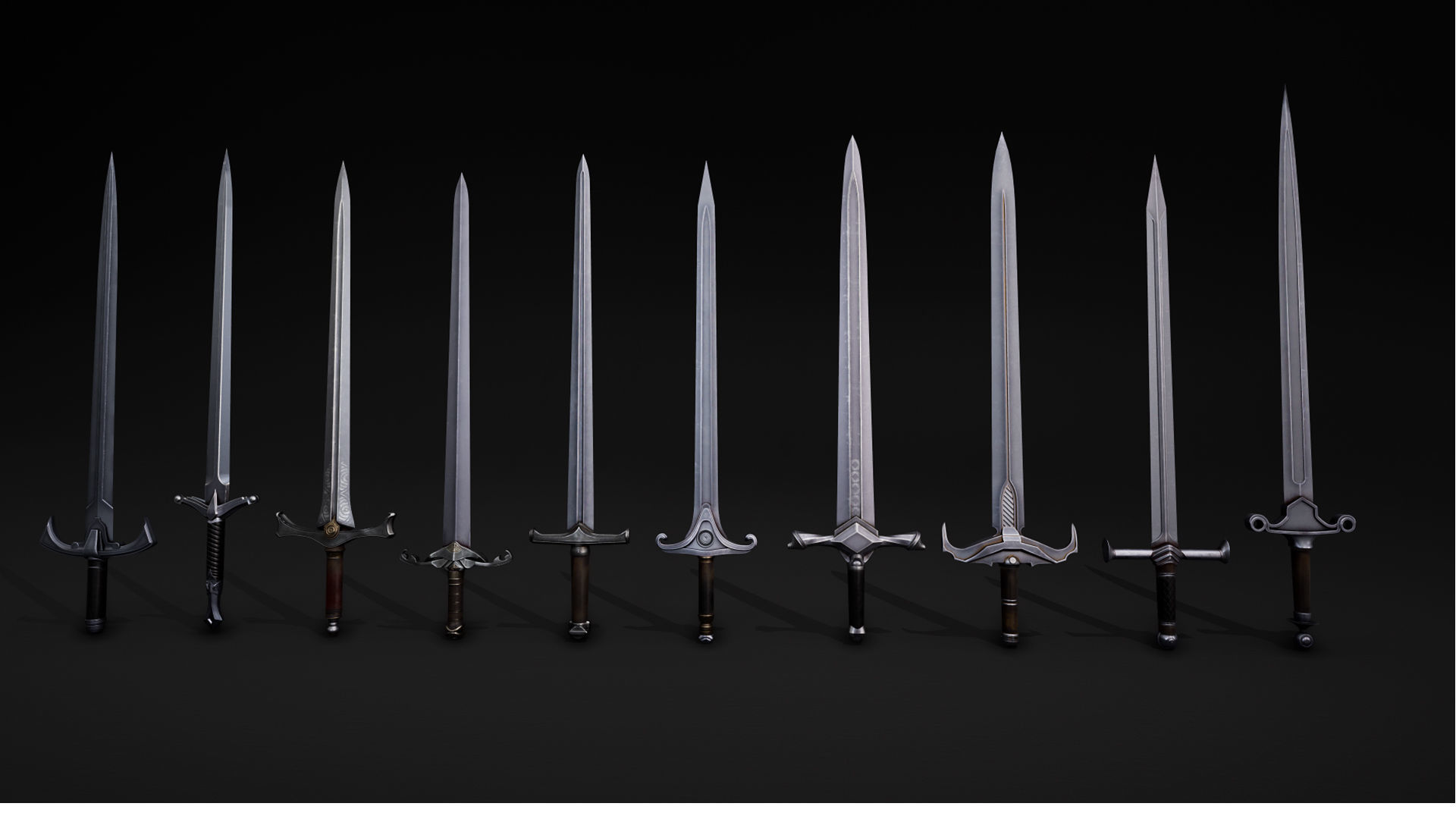 Medieval Swords Low-poly 3D model_2