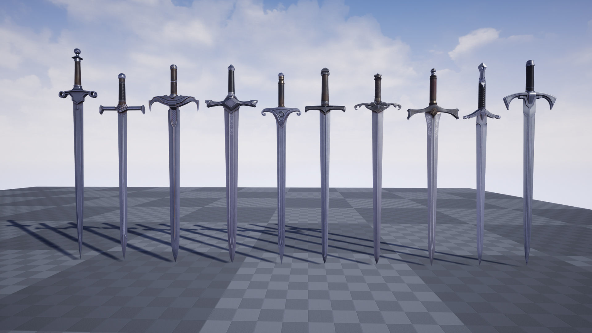 Medieval Swords Low-poly 3D model_4