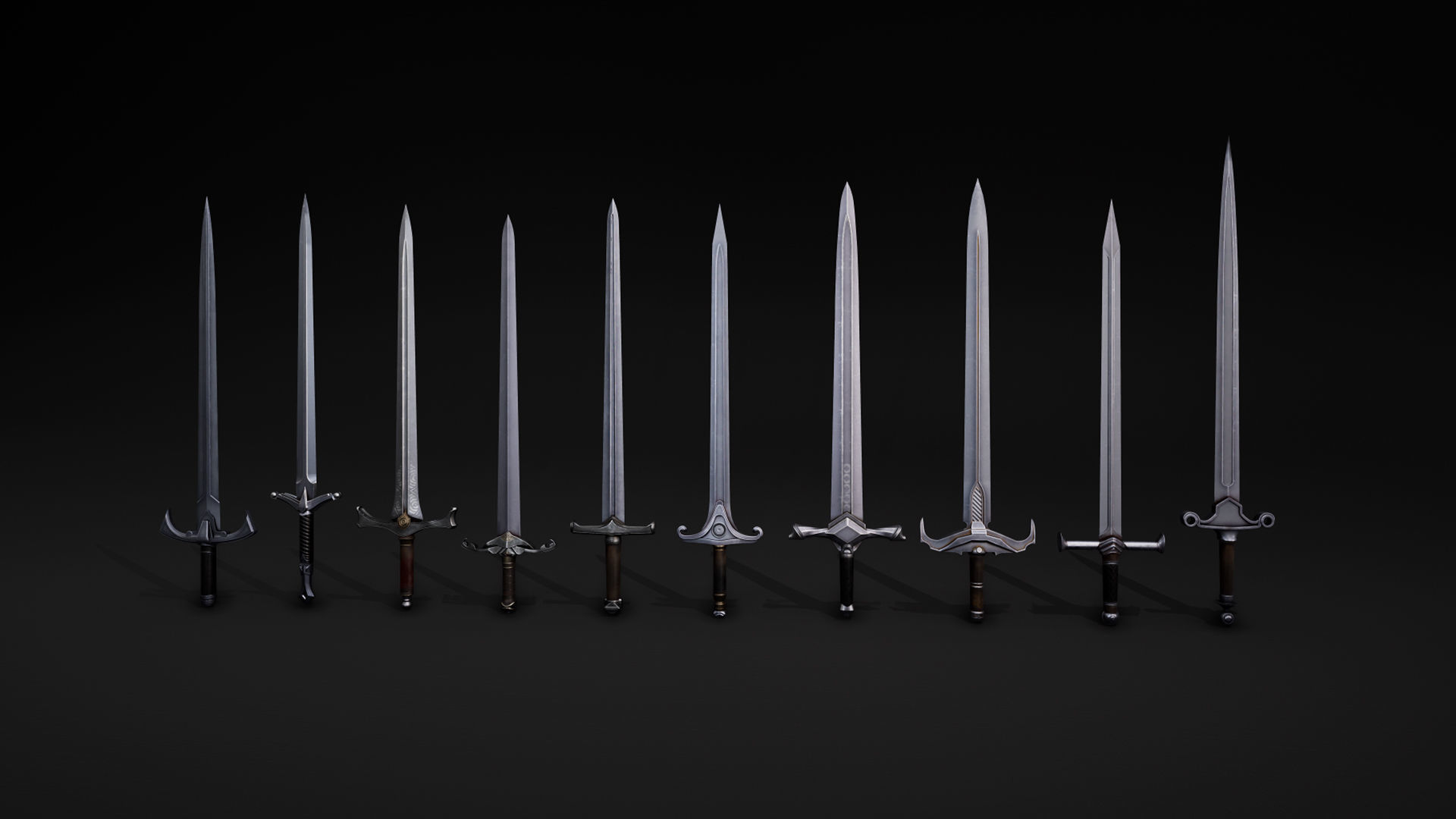 Medieval Swords Low-poly 3D model_3