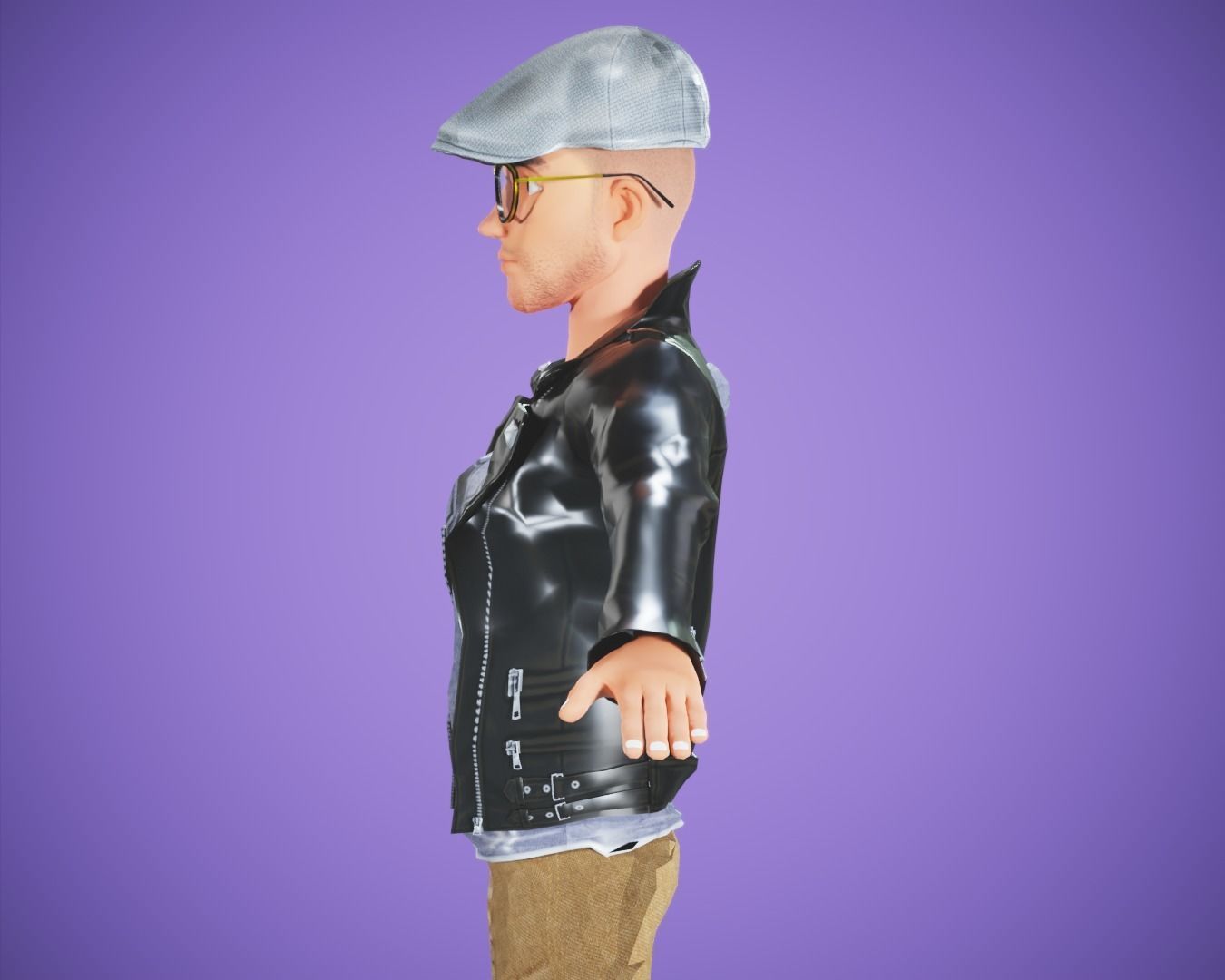 cartoon rigged  man Low-poly 3D model_6