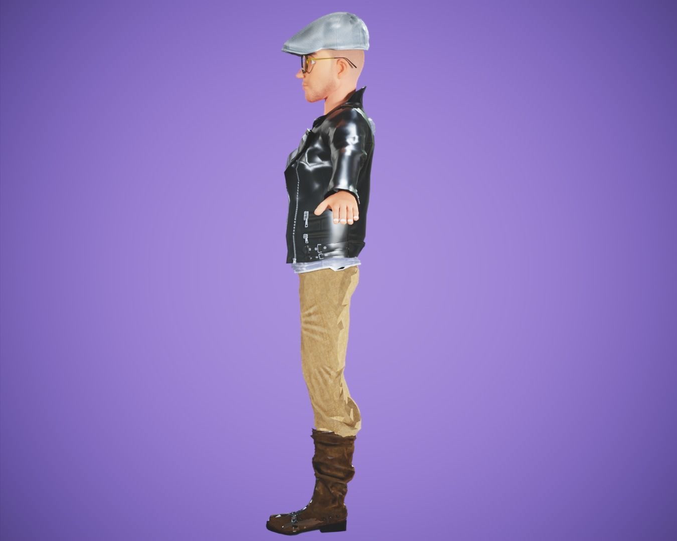 cartoon rigged  man Low-poly 3D model_1