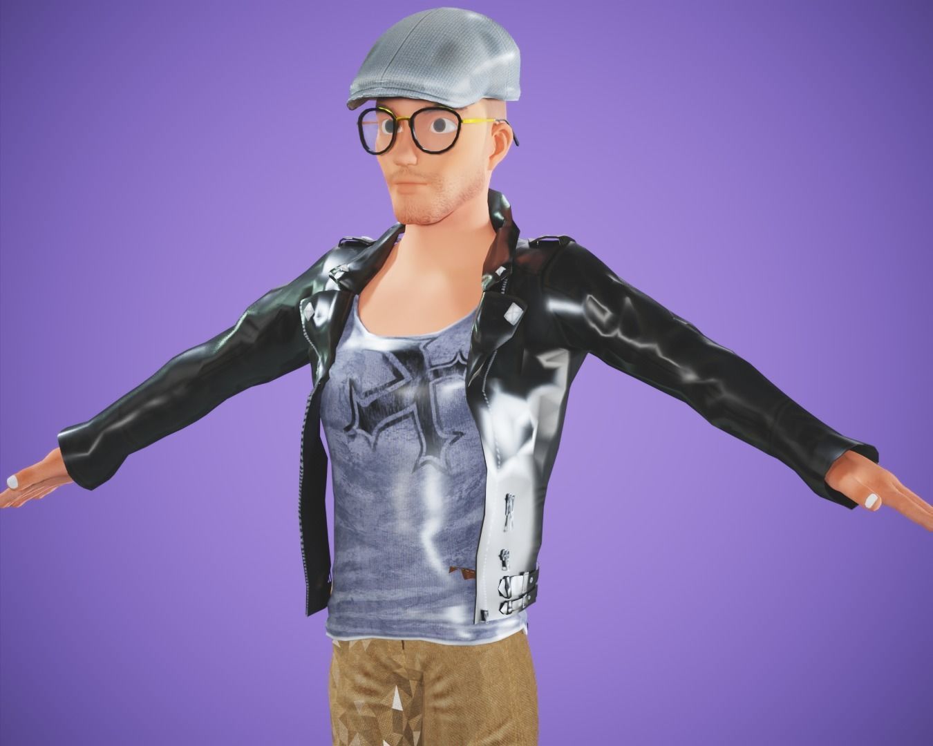 cartoon rigged  man Low-poly 3D model_5