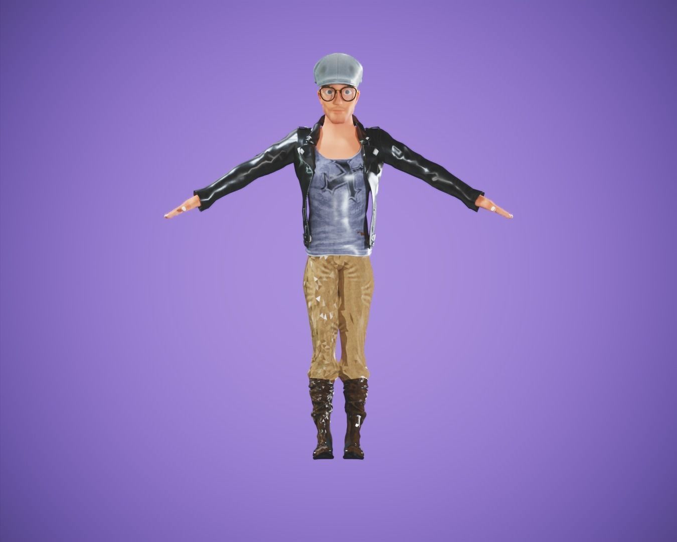 cartoon rigged  man Low-poly 3D model_3