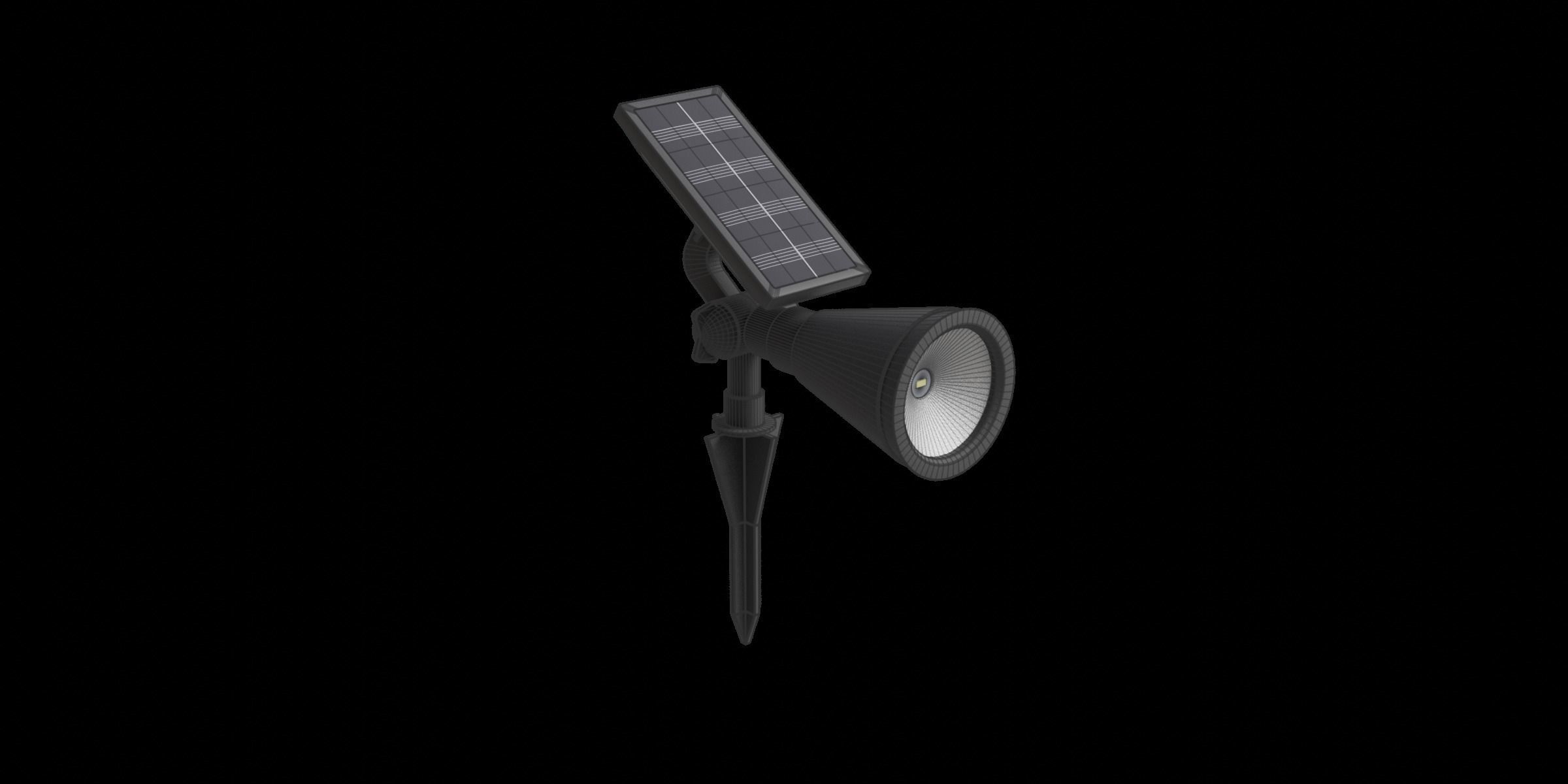 Modern Solar 30 Lumen Black Spot Light Low-poly 3D model_4