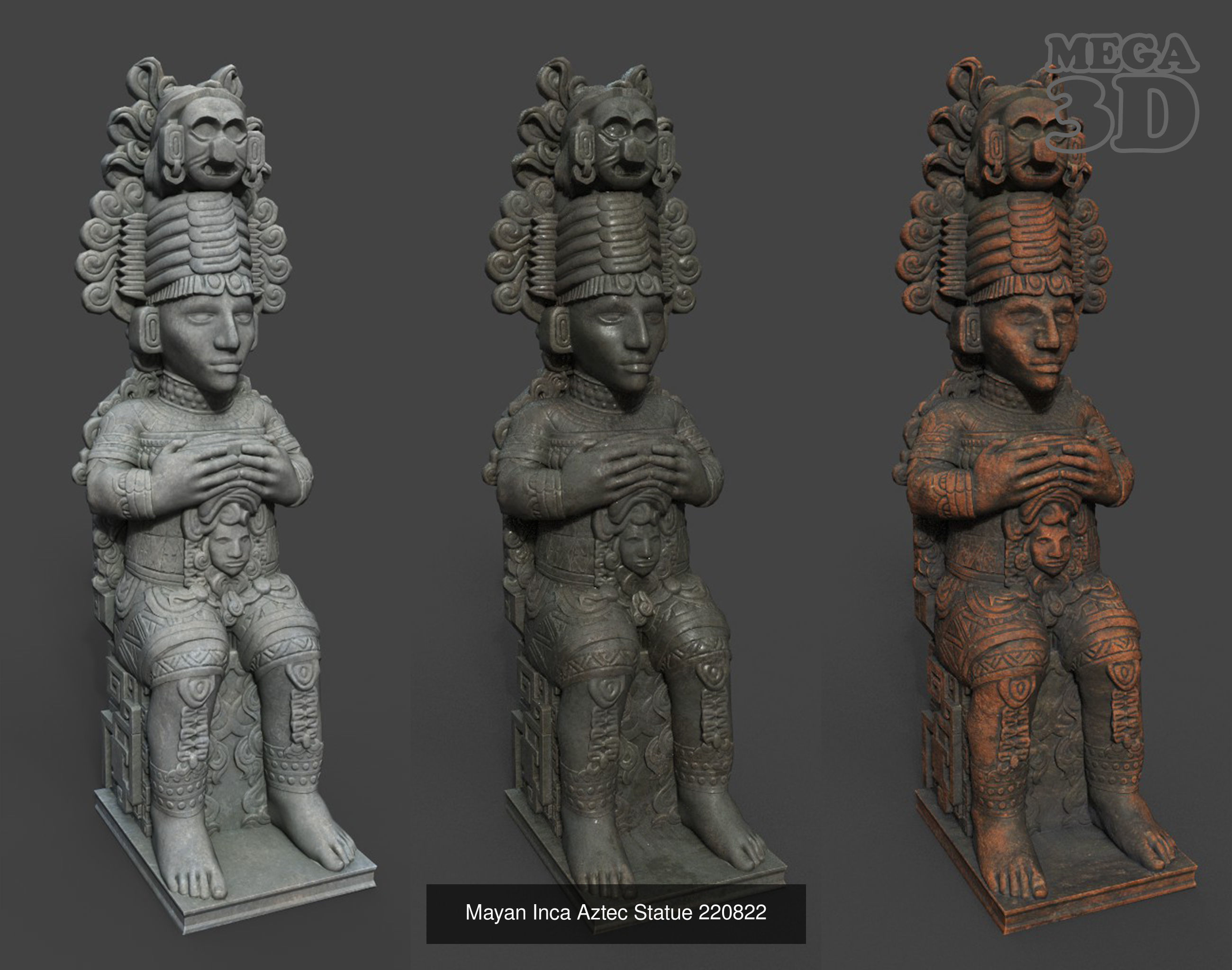 05 Low poly Mayan Statues 3D model Collection 1 _4