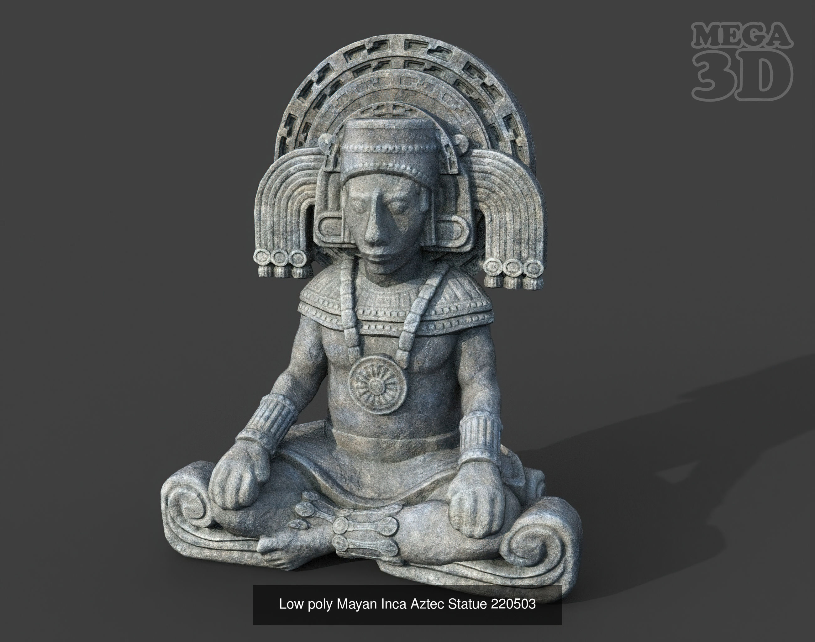 05 Low poly Mayan Statues 3D model Collection 1 _5