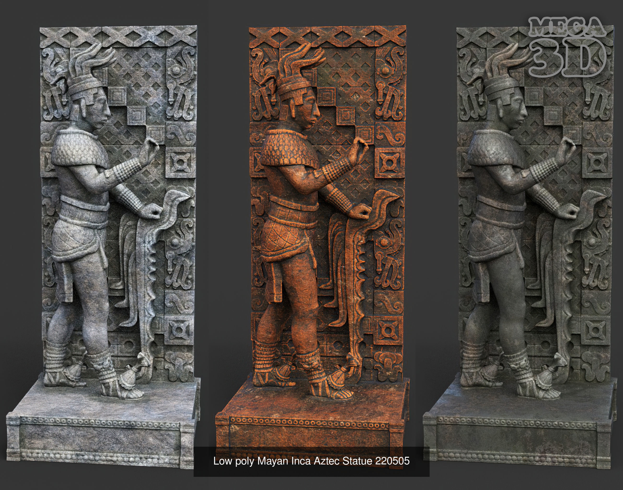 05 Low poly Mayan Statues 3D model Collection 1 _1