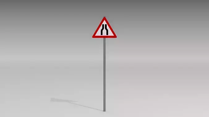Road narrows sign